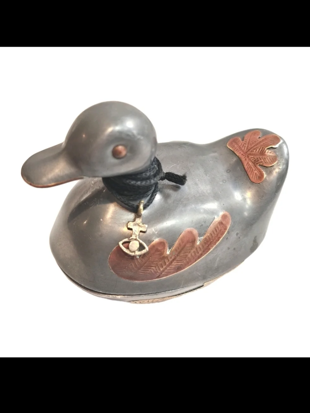 Vintage Collectible Rustic Pewter & Brass Duck Trinket Jewelry Decorative  Box